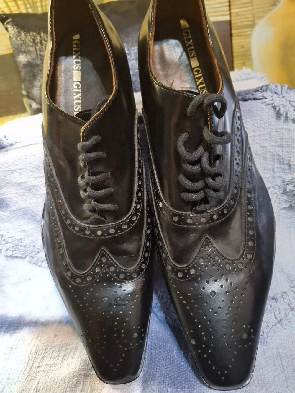 Gxus Black Wingtip Oxford Dress Shoes